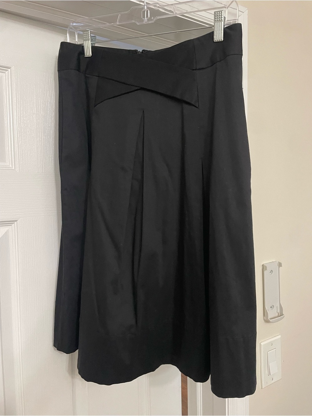 Donna Karan Black Midi Skirt with Front Crossover Detail
